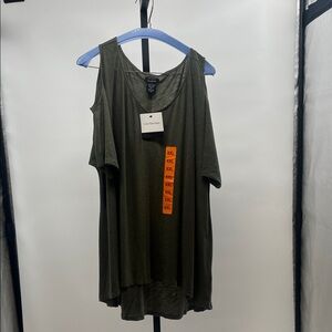 Calvin Klein Jeans Olive Green Cold-Shoulder Tunic